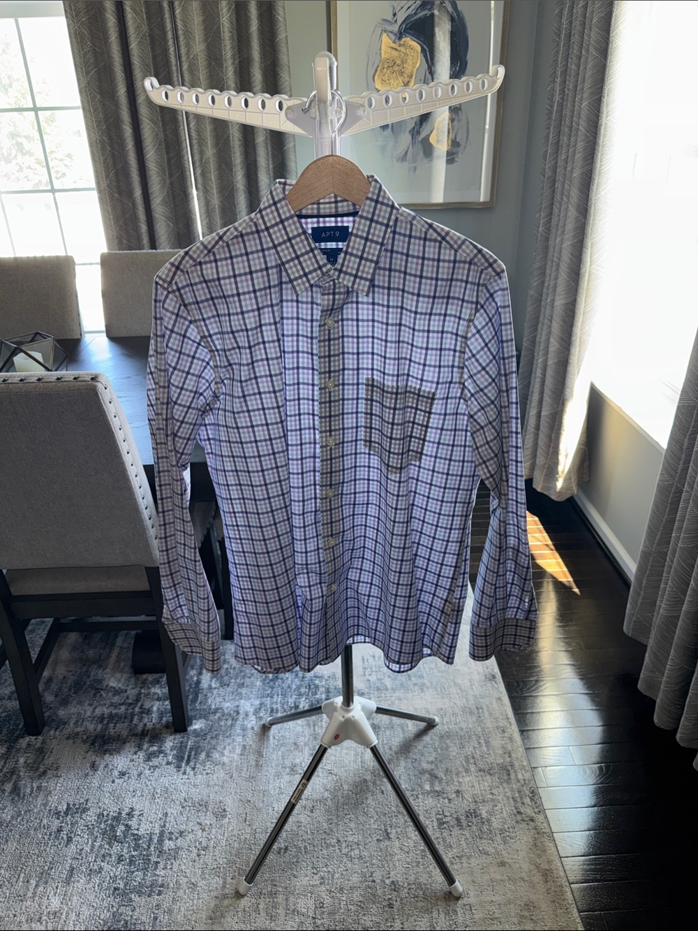 Apt. 9 Men’s Purple and White Check Button-Down Shirt